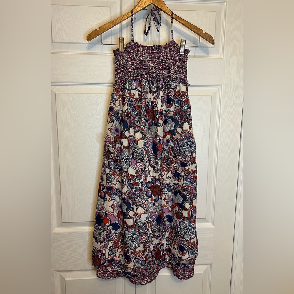 Liberty of London for Target Red White Blue Floral Halter Smock Dress Girls M